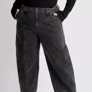 Women's Mid-Rise Barrel Leg Jeans - Future Collective Black Wash 22